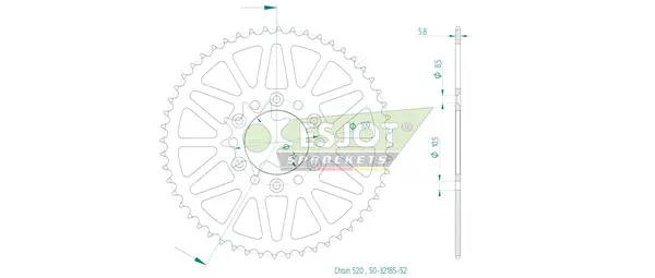 Couronne arrière standard 520 ESJOT - vue 2