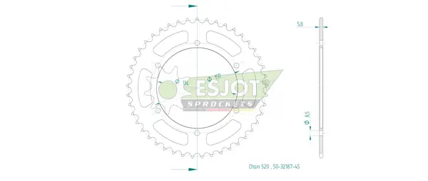 Couronne arrière standard 520 ESJOT - vue 2