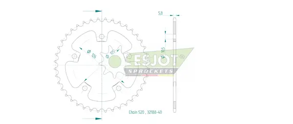 Couronne arrière standard 520 ESJOT - vue 2