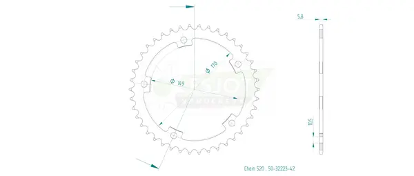 Couronne arrière standard 520 ESJOT - vue 2