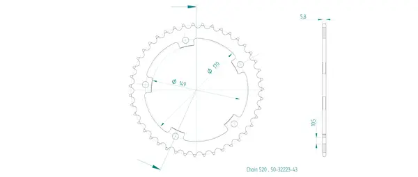 Couronne arrière standard 520 ESJOT - vue 2