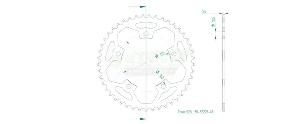 Couronne arrière standard 520 ESJOT - vue 2