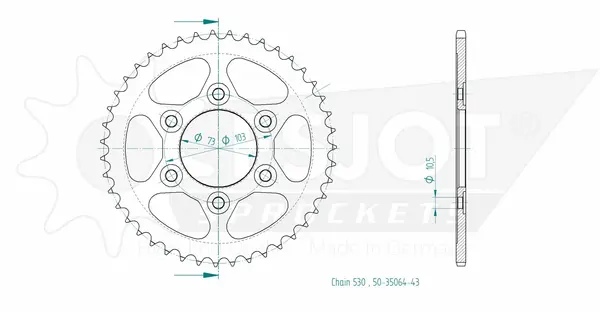 Couronne arrière standard 530 ESJOT - vue 2