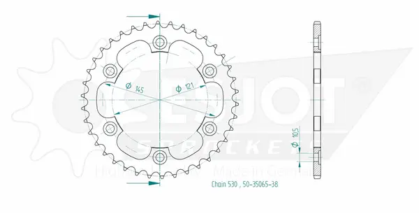 Couronne arrière standard 530 Esjot - vue 2