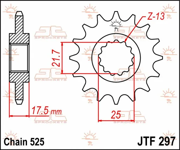 Pignon avant JT SPROCKETS 15T 525 - vue 2