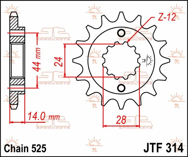 Pignon avant JT SPROCKETS 16T 525 - vue 2