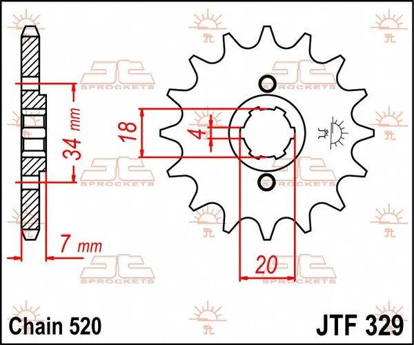 Pignon avant JT SPROCKETS 14T 520 - vue 2