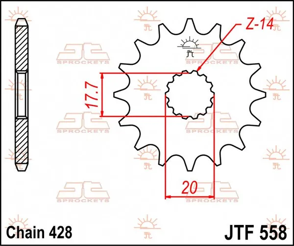 Pignon avant JT SPROCKETS 17T 428 - vue 2