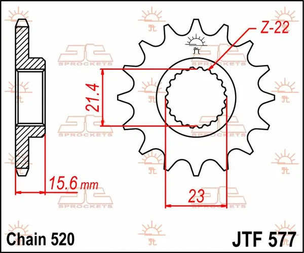 Pignon avant JT SPROCKETS 14T 520 - vue 2