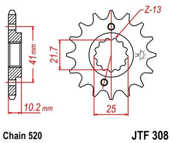 Pignon avant JT SPROCKETS 16T 520 - vue 2