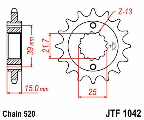 Pignon avant JT SPROCKETS 15T 520 - vue 2