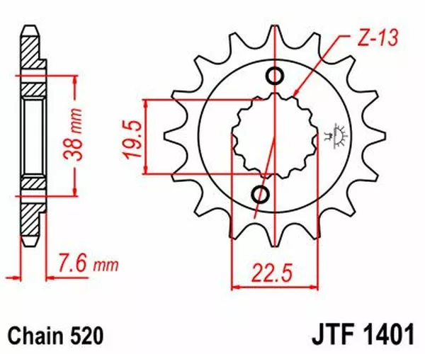 Pignon avant JT SPROCKETS 16T 520 - vue 2