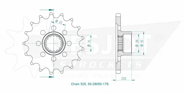 Pignon Lightweight ESJOT MV Agusta 525 17 dents - vue 2