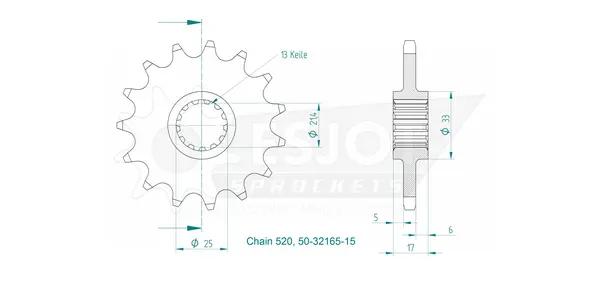 Pignon ESJOT 520 15 dents - vue 2