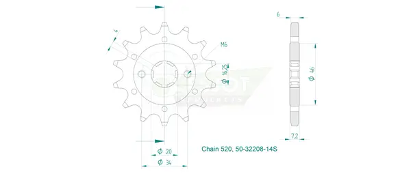 Pignon Esjot RAC 14Z 520 - vue 2