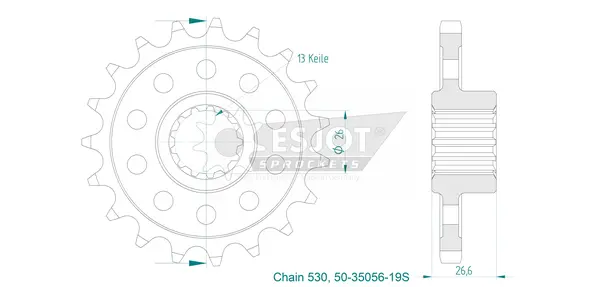 Pignon avant sport 530 ESJOT - vue 2