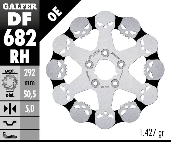 Disque de frein fixe Galfer design crânes - vue 2