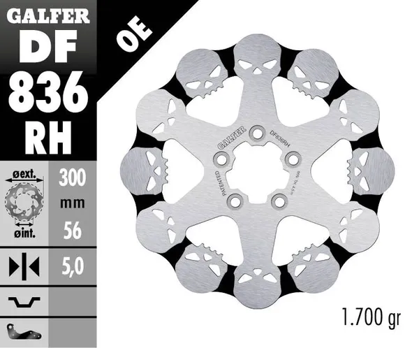 Disque de frein fixe Galfer design crânes - vue 2