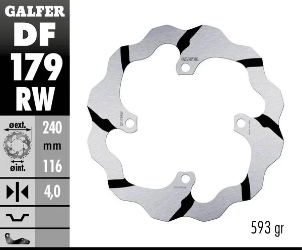 Disque de frein fixe wave rainuré GALFER - vue 2
