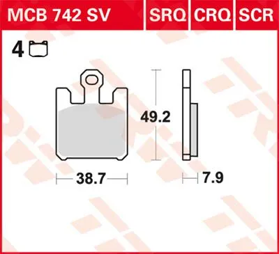 Plaquettes de frein frittées TRW pour course série SCR