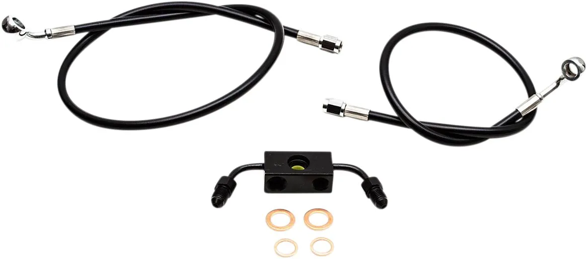 Kit de durite de frein tressée noire LA CHOPPERS