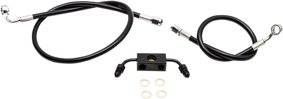Kit de durite de frein tressée noire LA CHOPPERS