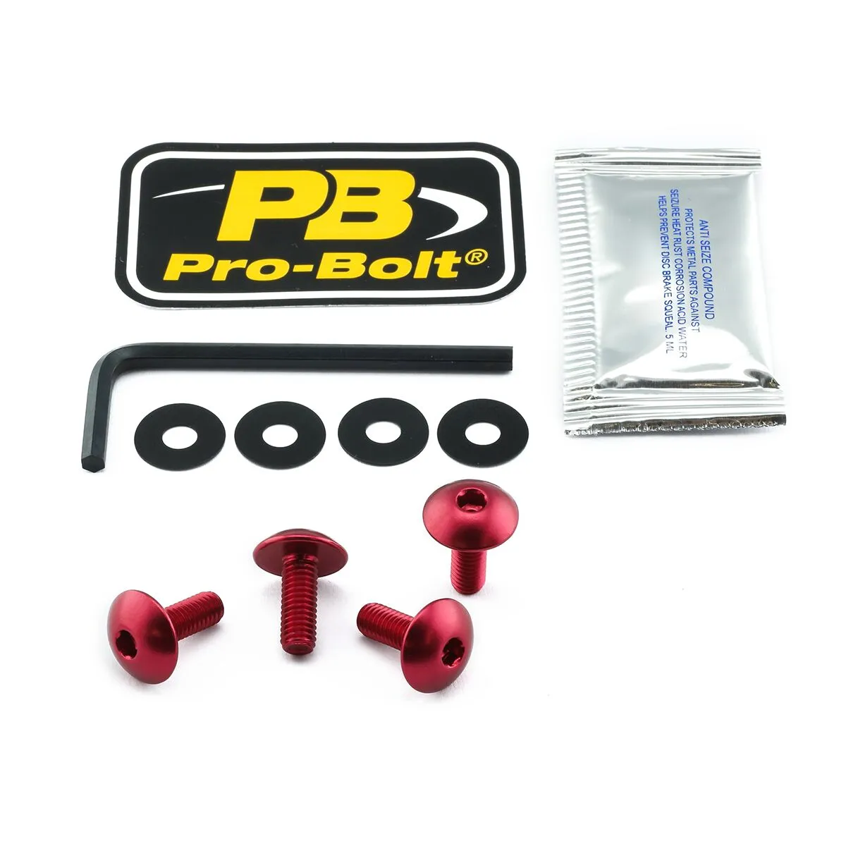 Kit vis plaque d'immatriculation M6x16 rouge PRO BOLT