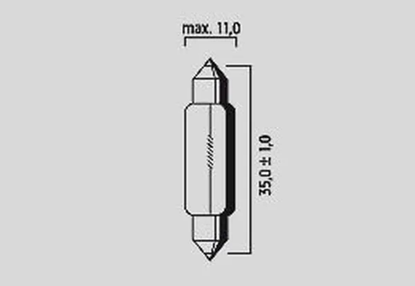 Ampoule-lampe standard 12V 5W culot SV 8.5-8 (11X35) norme C5W navette blanc (feu de position) (vendu a l unite) -Flosser - vue 3