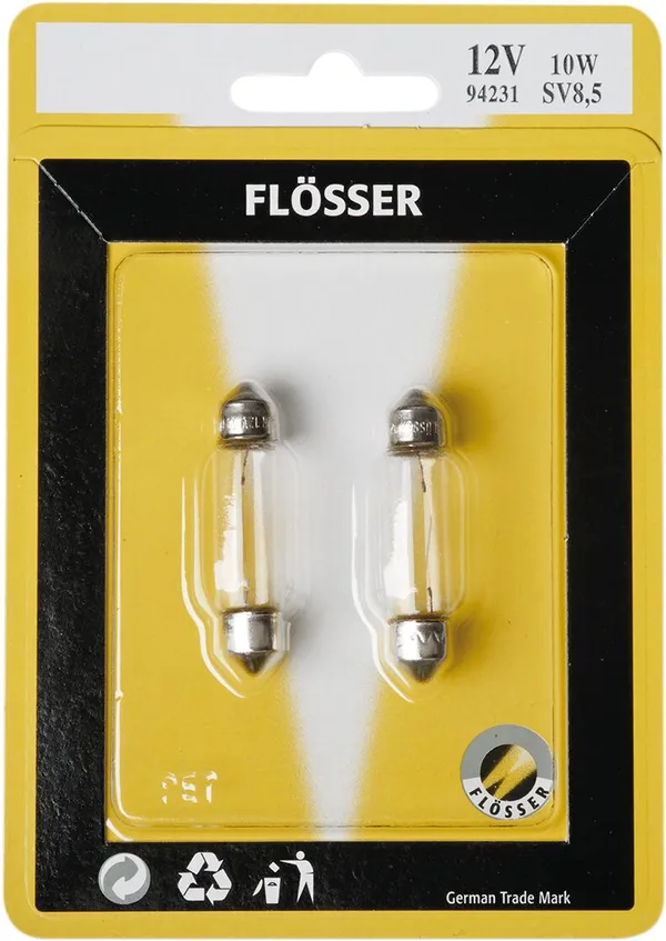 Ampoule-lampe standard 12V 5W culot SV 8.5-8 (11X40) norme C5W navette blanc (feu de position) (vendu a l unite) -Flosser - vue 2
