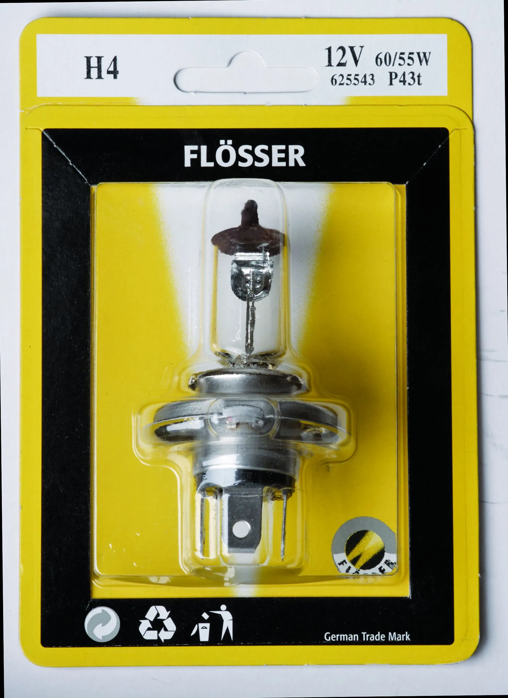 Ampoule halogène H4 12V 60-55W culot P43T blanc Flosser - vue 2