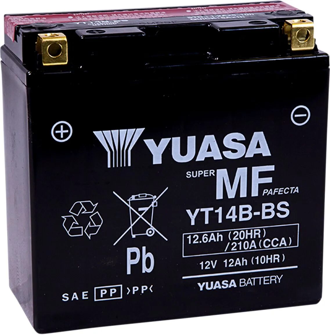 Batterie 12V 12 ah YT14B-BS Yuasa MF sans entretien haute performance avec pack acide (lg150xl70xh145mm) (equivalent YT14-B4) - vue 5