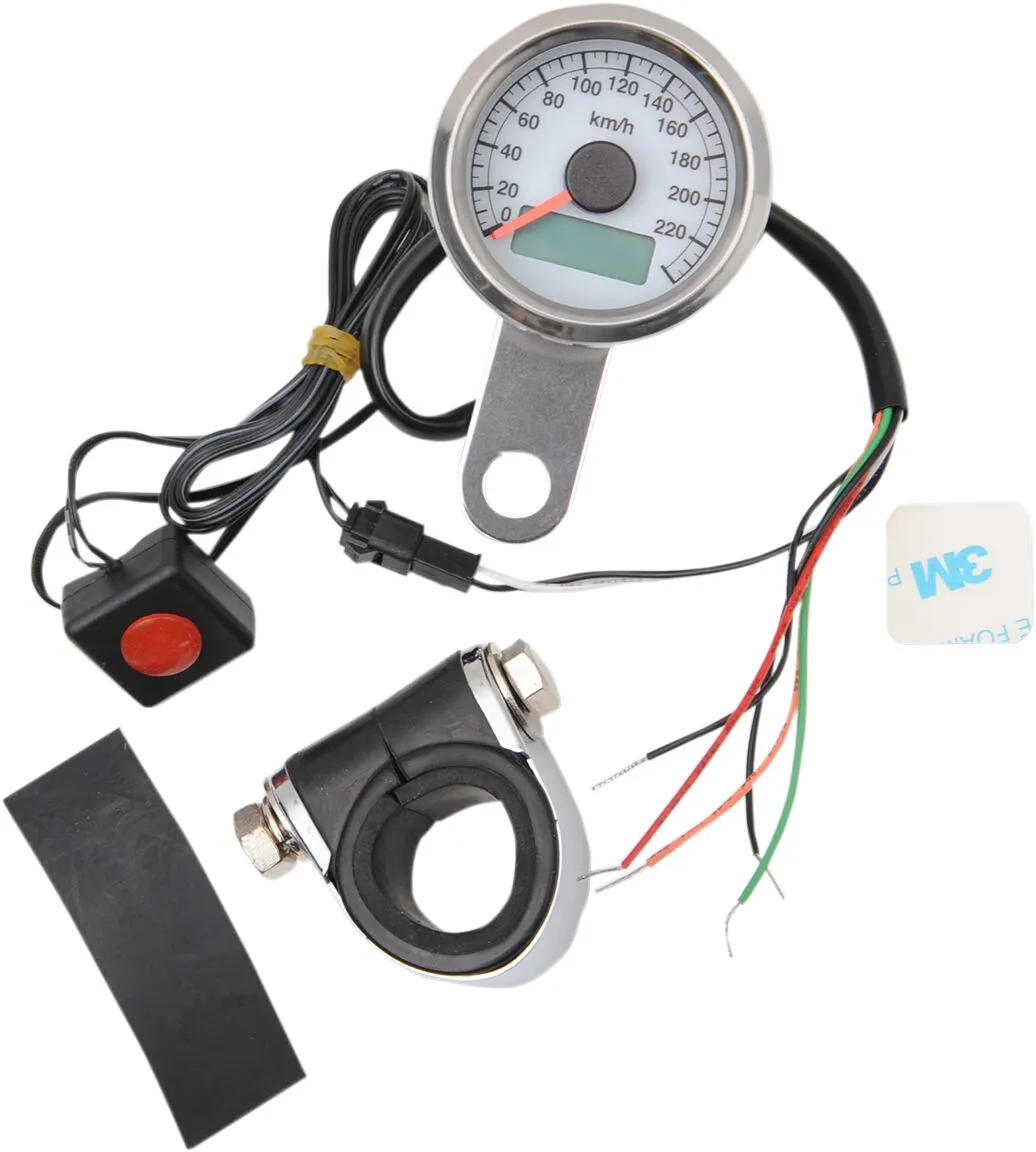 Compteur Speedo 1.87 PRO Blanc DRAG SPECIALTIES
