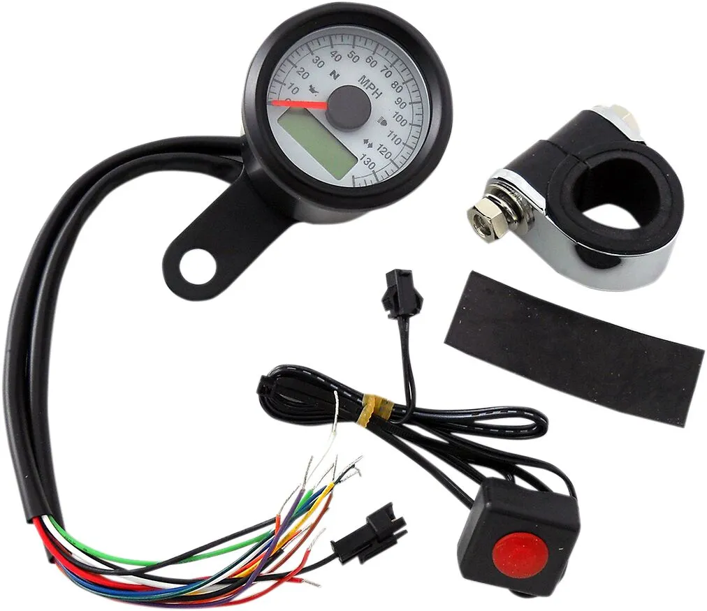 Compteur Speedo W/4LTS MPH noir/blanc DRAG SPECIALTIES