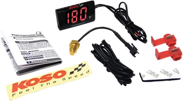 Thermomètre digital KOSO Super Slim rouge 0 à 120°C 12V 56,4x27x11mm - vue 2