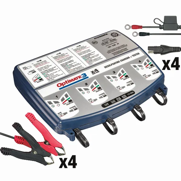 TECMATE Optimate 3 X4 Bank 12V 0.8A TM 454 Pro - vue 4