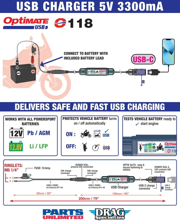 Chargeur USB-C 3.3A SAE TECMATE - vue 2