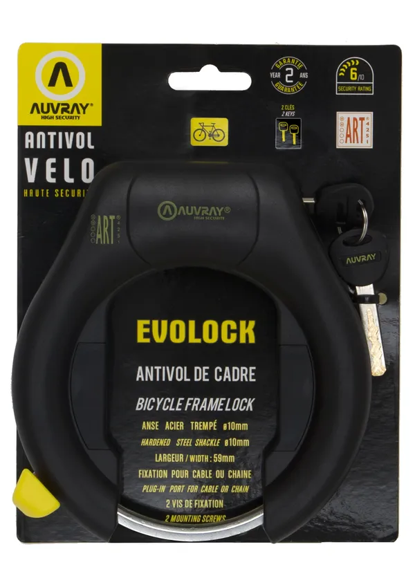 Antivol vélo fer à cheval AUVRAY Evolock noir - Sécurité 6-10 (compatible plug réf. 165378) - vue 3