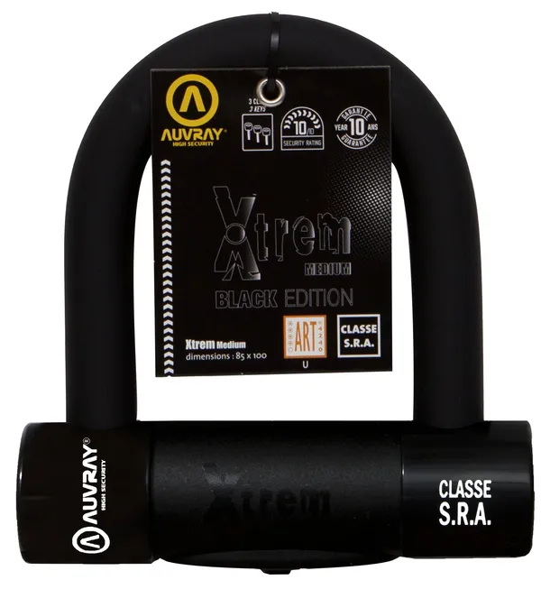 Antivol U Auvray Xtrem Medium Black Édition 85 x 100 mm (diam 18 mm) Classe SRA - vue 2