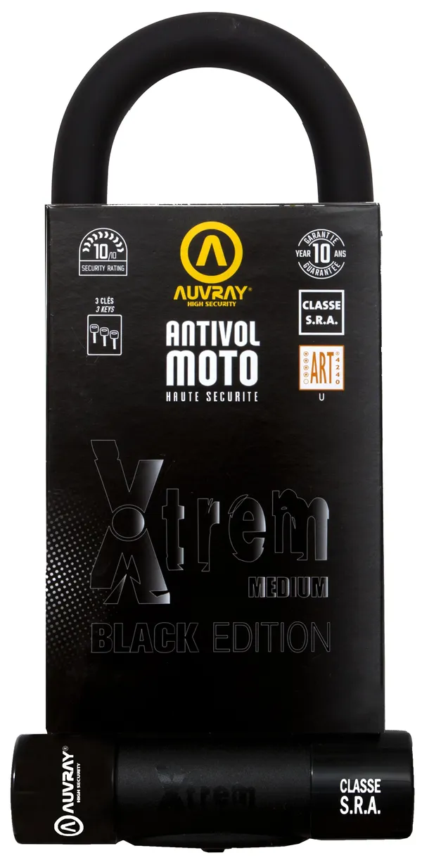 Antivol U Auvray Xtrem Medium Black Edition 85 x 250 mm (diam 18 mm) Classe SRA - vue 2