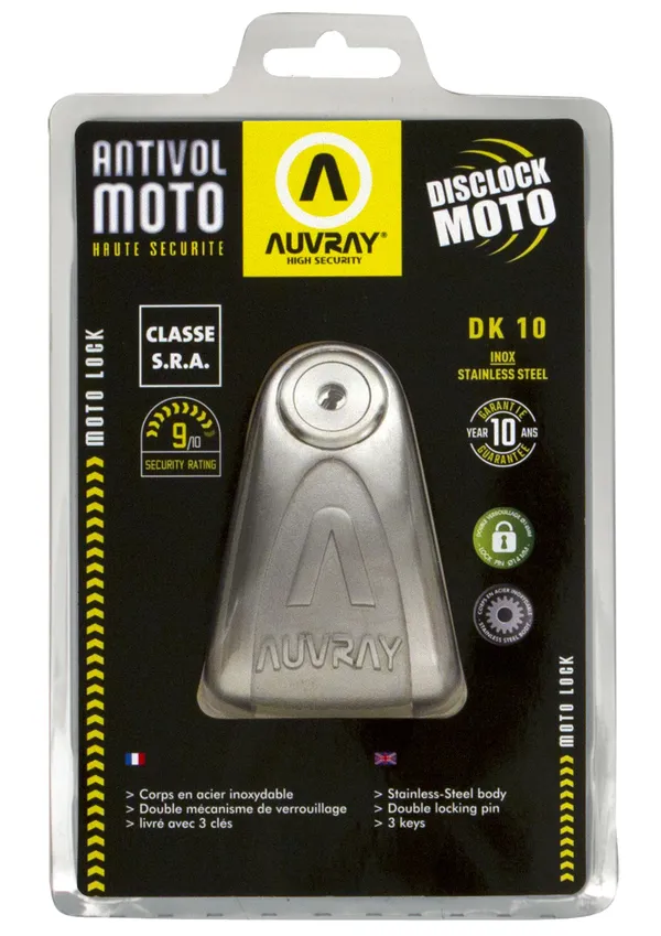 Antivol bloque-disque Auvray DK10 diamètre 10 mm inox classe SRA - vue 3