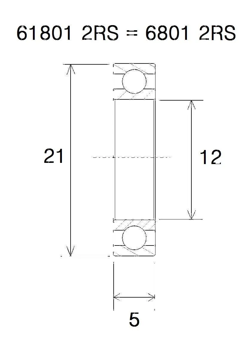 Roulement de roue Black Bearing B5 qualité premium 12X21X5MM (61801-2RS - 6801-2RS) - vue 2