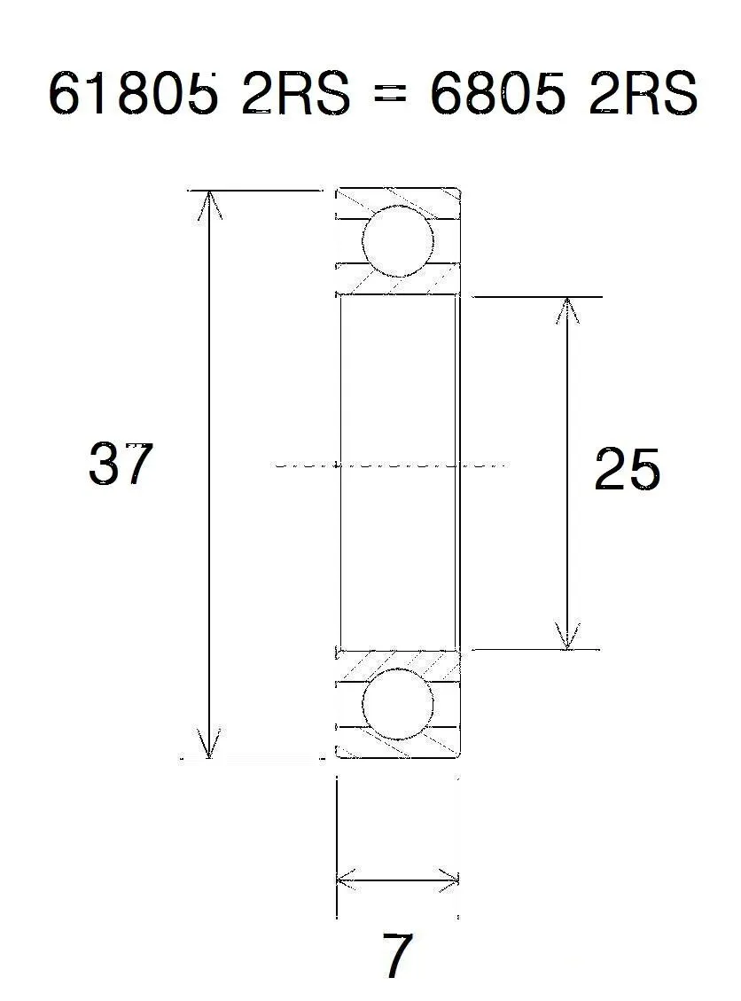 Roulement cuvette intégré boîtier Black Bearing supérieur B5 25x37-7mm compatible Shimano 24mm et GXP 24-22mm (6805-2RS) - vue 2