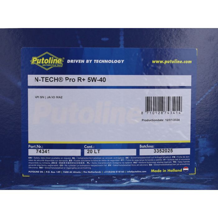 Huile moteur Putoline N-TECH® PRO R+ 5W40 synthétiseur complet 15L - vue 2