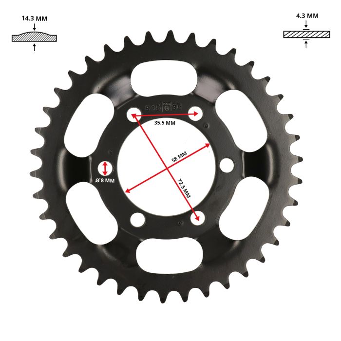 Couronne Esjot 38 dents 3/16 Zündapp - vue 4