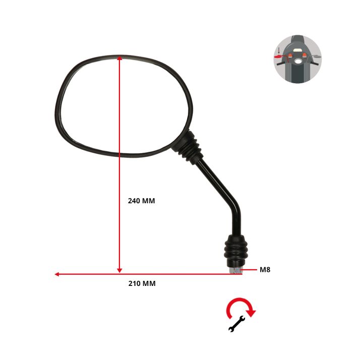 Rétroviseur gauche noir NRG Skipper 125 cc Zip RST - vue 2
