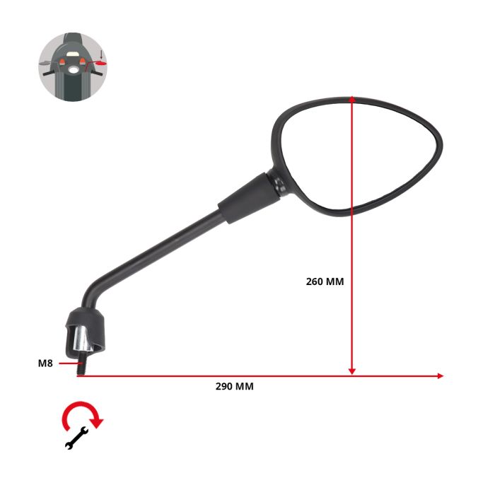 Rétroviseur long droit noir mat sprint - vue 2