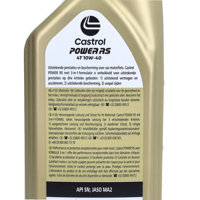 Huile moteur Castrol 10W40 4T RS de puissance 1L 15f533 - vue 3