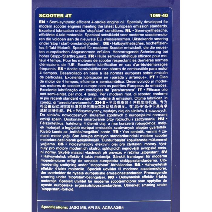 Huile moteur Putoline 10W40 demi-synthèse scooter 4T 1L - vue 4