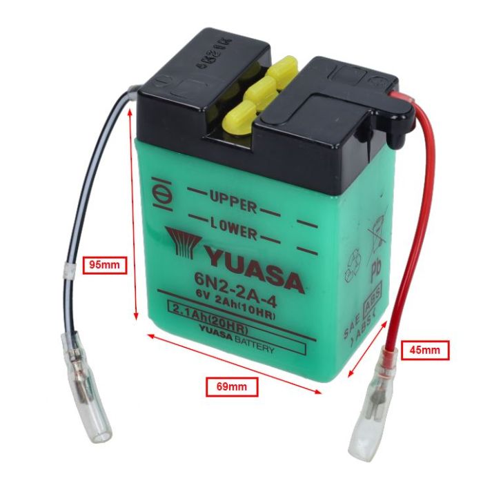 Batterie Yuasa 6N2-2A 6V - vue 3