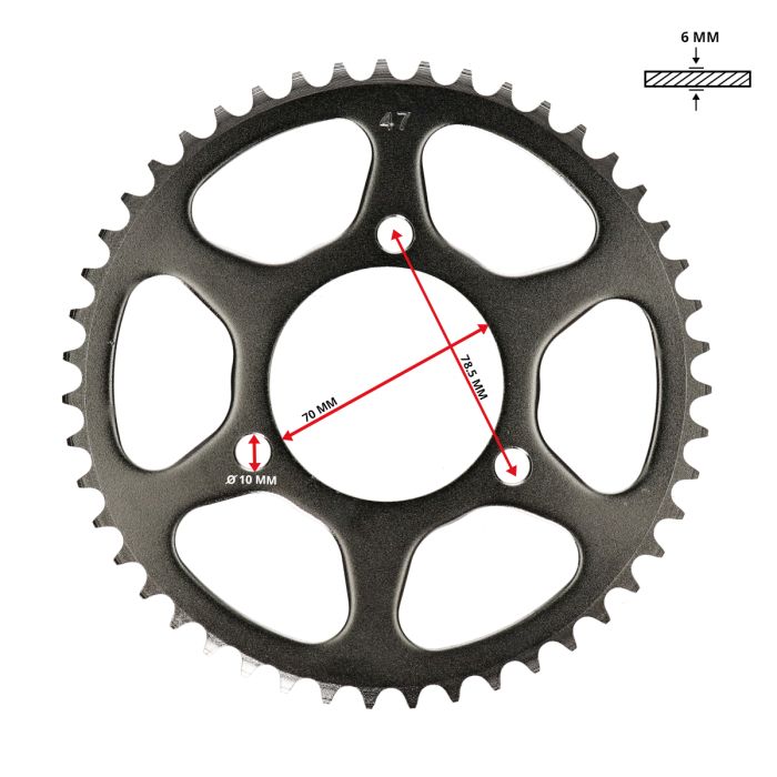 Couronne DMP 47 dents MB, MBX, MT, MTX, MTX-SH - vue 2